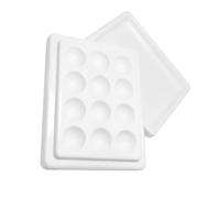Veemoon 12-grid Ceramic Manicure Mixing Tray Dust-proof Cover Nail Art Palette for Salon and Professional Use