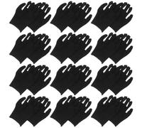 Veemoon 12 Pairs Black Cotton Work Gloves Thickened Sturdy Labour Gloves