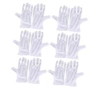 Veemoon 12 Pairs White Elastic Polyester Protective Moisturizing Gloves for Work and Jewelry Handling Non-slip Barrier Gloves for Gardening Cleaning Construction One Fits
