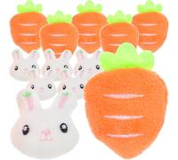 Veemoon 12 Pcs Mini Plush Rabbit and White Thread Carrot Brooch Set, Decorative Clothes Accessories Breastpin Ornament for Women’s Fashion and Bag Decoration