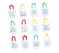 Veemoon 12 Pcs Nonwoven Foldable DIY Painting Storage Pouch for Art Craft Large Capacity Lightweight Handbag for Shopping and Outdoor Walking Multi-Pattern Tote Bags