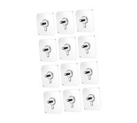 Veemoon 12 Pcs Punch-Free Wall Hooks Self-Adhesive Stainless Steel and PVC No-Drilling Nail Stickers with Extra Strength for Kitchen and Bathroom Hanging