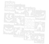 Veemoon 12 pcs Reusable Halloween Stencils Set Decorative Painting Templates for Family Crafting Unique Designs of Pumpkins Ghosts and Witches Durable Wood Painting Moulds for Halloween