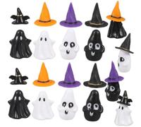 Veemoon 12 Sets Miniature Halloween Ornaments Cute Micro Landscape Decorations Including Mini Ghost Figurines and Witch Hat for Tiny House Terrarium Fairy Garden Decor Dollhouse Accessories