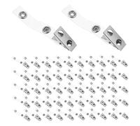Veemoon 120pcs Vertical Double Hole Metal Badge Clips with Clear PVC Straps Plastic Id Card Holder Clamps for Work and Student Name Tags Lightweight Non-Slip Sign Card Clips