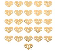 Veemoon 12Mm Gold Hollow Heart Letter Charms A-Z Stainless Steel Double Hole Pendants for Jewelry Making Supplies, Heart Bracelet and Necklace Charms, Gift for Crafting