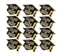 Veemoon 12pcs 2026 Graduation Cap Brooch Pin Set, Black Enamel Doctoral Hat Badge for Students Teachers, Lapel Pins for Jackets Backpacks and Clothes