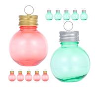 Veemoon 12pcs 50ml Fillable Plastic Globe Bottles with Hanging Loop Caps, Round Baubles for Christmas Crafts, Sand Art, DIY Wishing Bottles and Holiday Ornaments