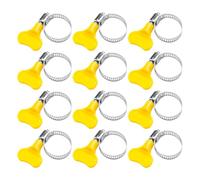 Veemoon 12pcs Adjustable Plastic Water Clip Hose Clamp with Corrosion Resistance and Adjustable Band Diameter Yellow for Industrial and Home Use
