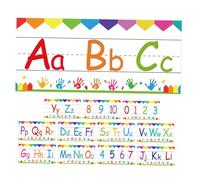 Veemoon 12pcs Alphabet Learning Cards and Flashcards for Preschool Classroom Walls Abc and Line Banner for Kindergarten Playroom and Bedroom Educational Decor