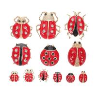 Veemoon 12pcs Cartoon Ladybug Brooch Pins: Rhinestone Beetle Insect Jewelry Women Creative Shirt Lapel Pin Accessories For Casual Formal
