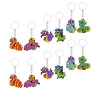 Veemoon 12pcs Cartoon Snake Keychain Pack with Metal and Pvc Material, Bright Colourful Bag Hanging Charm That Attaches to Bag and Holds Keys Firmly, Gift for Birthday Or Holiday Use