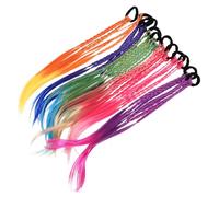 Veemoon 12pcs Dirty Braid Hair Ties Fake Braids Rubber Bands for Boys and Girls Braided Hair Extensions Carnival Cosplay Party Random Color