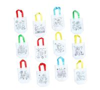 Veemoon 12pcs DIY Painting Foldable Nonwoven Shopping Bags Portable Art Craft Storage Pouch for Boys and Girls Home Kindergarten Outdoor Walking Random Style