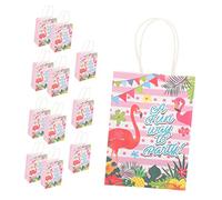Veemoon 12pcs Flamingo Paper Party Bags Cute Hawaiian Bags for Parties Arts Crafts Treats Souvenirs Design From Managed Forests