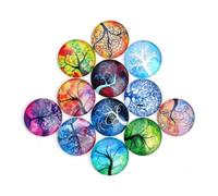 Veemoon 12pcs Glass Dome Cabochons with Tree of Life Pattern Flatback DIY Jewelry Accessories for Ring Bracelet Necklace Making Smooth Clear Detail Craft Supplies
