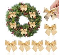 Veemoon 12pcs Golden Velvet Christmas Tree Bowknot Decorations for Christmas Tree Decoration, Festive Holiday Ornaments Creating A Beautiful Festival Atmosphere