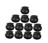 Veemoon 12pcs Halloween Candy Bowls Cauldron Baskets Plastic Candy Holders Witch Pot Party Favors Sturdy Halloween Ornament for Birthday Treats and Decorations