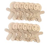 Veemoon 12pcs Handmade Cross-Stitch Patch Christmas Decorations Crochet Wood Mesh Blank Wood Tag Cross Stitch Ornament Kit Embroidery Accessory Beige