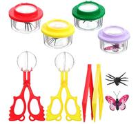 Veemoon 12pcs Insect Observation Kit with Magnifying Container and Viewer Jar, Portable Insect Collection Box for Outdoor Nature Exploration and Educational Play