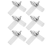 Veemoon 12pcs Large 35x11mm Glass Essential Oil Bottle Pendant Keychain Set Bright Silver Acrylic Caps, Mini Aromatherapy Diffuser Vials for Travel, Perfume, and Decoration