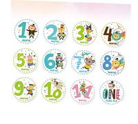 Veemoon 12pcs Milestone Sticker Set for Newborn Boy Girl Creative Monthly Sticker Cards Adorable Animal Designs for Photoshoots and Growth Trackers