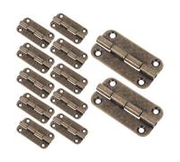 Veemoon 12pcs Mini Antique Bronze Hinges - 1.4'' Rounded Corner Iron Folding Hinges - Small Hardware for Cabinet Drawer, Jewelry Box, and Handcrafted DIY Projects