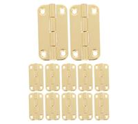 Veemoon 12pcs Mini Antique Folding Hinges - Golden 1.4'' Rounded Corner Iron Hinges - Small Hardware for Cabinet Drawer, Jewelry Box, and Handcrafted DIY Projects