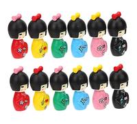 Veemoon 12pcs Miniature Japanese Style Kimono Doll Figurines Hand-painted Girl Ornaments for Home Office Desk Decor Cute Keychain Charms Collection