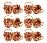 Veemoon 12pcs Miniature Rattan Woven Baskets with Handle, Tiny Storage Basket Props Mini Dollhouse Farmhouse Decoration Accessories Wicker Flower Container for Fair Garden Cake Topper Craft, 1. 5x2.