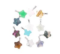 Veemoon 12pcs Natural Stone Star Pendants Mixed Colors Jewelry Making Accessories Diy Stone Charms Decorative Pendant Set for Crafting and Necklace Making