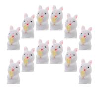 Veemoon 12pcs Resin Easter Bunny Figurines Holding Ice Pops, Cute Miniature Rabbit Decorations for Fairy Garden, DIY Holiday Table Decor and Easter Egg Fillers