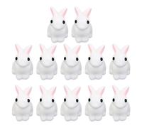 Veemoon 12pcs Resin Rabbit Adornments White Mini Bunny Crafts Micro Landscape Decorations for Fairy Garden Flowerpot Bonsai Ornaments Outdoor Statue Set