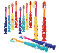 Veemoon 12pcs Soft Bristle Toothbrush with Suction Cup Cartoon Design Manual Toothbrush for Boys Brush Heads for Preschool Oral Care and Easy Upright Storage