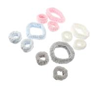 Veemoon 12pcs Soft Elastic Hair Bands for Women, Face Washing Spa Headbands with Wrist Wraps in Pink White Blue and Grey, Makeup and Skincare Accessories