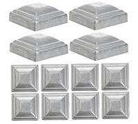 Veemoon 12pcs Square Iron Fence Post Caps for Railing and Guardrail, Silver Metal Post Covers with Anti-Drop Feature, Easy to Carry Fence Sealing Caps for Outdoor Garden Use