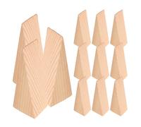 Veemoon 12pcs Triangle Wooden Door Wedges 10x4x4cm Non-Slip Beech Wood Security Door Stop Blocks for Home Office Floor Protection and DIY Furniture Accessories