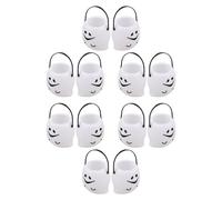 Veemoon 12Pcs White Ghost Candy Buckets Small Plastic Halloween Treat Pails Trick or Treat Party Favor Holders