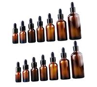 Veemoon 14pcs Brown Glass Dropper Bottle Essential Oil Bottle Medicinal Glass for Liquid Storage for Homemade Essential Oils and Herbal Extracts