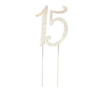 Veemoon 15 Gold Rhinestone Cake Toppers for 15th Birthday or Anniversary Celebrations - Elegant Party Decoration for Cakes - Birthdays and Special Occasions