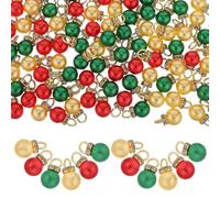 Veemoon 150pcs Mini Christmas Tree Ball Ornaments 10mm Glitter Plastic Baubles Pendant Set in Red, Green, and Gold for Holiday Tree Hanging Decoration