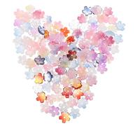 Veemoon 150pcs Transparent Clear Glass Flower Bead Caps with Gradient Cherry Blossom Petal Design Five-petal Spacer Beads for Bracelets Necklaces DIY Craft Jewelry Making