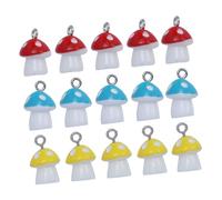Veemoon 15pcs Colorful Mushroom Charms for Earrings Necklace Making DIY Jewelry Supply with Resin Pendant in Blue Red Yellow for Craft Projects and Creation