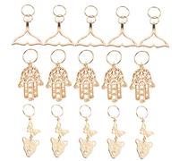 Veemoon 15pcs Dreadlock Hair Jewelry Braiding Charms Rings Set with Dolphin Tail Butterfly Leopard Hamsa Hand Pendants, Metal Braid Accessories for Women’s Hairstyling and Festival Decoration