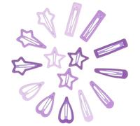 Veemoon 15pcs Metal Hair Barrettes for Snap Hair Clips with Five-pointed Star Heart Teardrop Rectangle Four-pointed Star Designs Birthday Party Daily Wear