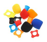 Veemoon 15pcs Microphone Accessories Set with Mixed Color Foam Windscreens, Anti-roll Protection Rings and Bottom Covers, Compatible with Handheld Mics for Live Performance Random Color