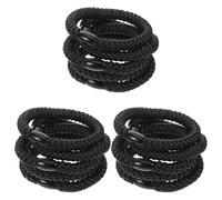 Veemoon 15pcs Non Slip Elastic Hair Ties for Women Thick Black Ponytail Holders Breakage Soft Bands for Daily Sports Party Use Compact Portable Design