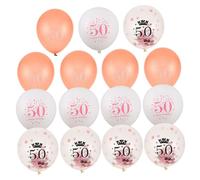 Veemoon 15pcs Rose Gold Latex Balloons with Confetti for Birthday Celebration Happy Birthday Party Decorations for Women S Milestone Anniversary