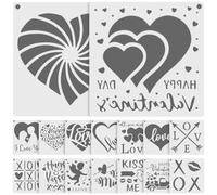 Veemoon 16 Sheets Heart Painting Template Pet Plastic Stencil, White, Reusable DIY Drawing Graffiti Art Tool for People Who Love DIY