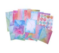 Veemoon 160pcs Watercolor Letter Writing Stationery Set with Small Invitation Envelopes and DIY Seal Stickers, Multi-Function Compact Paper Kit for Birthday, Festival, and Party